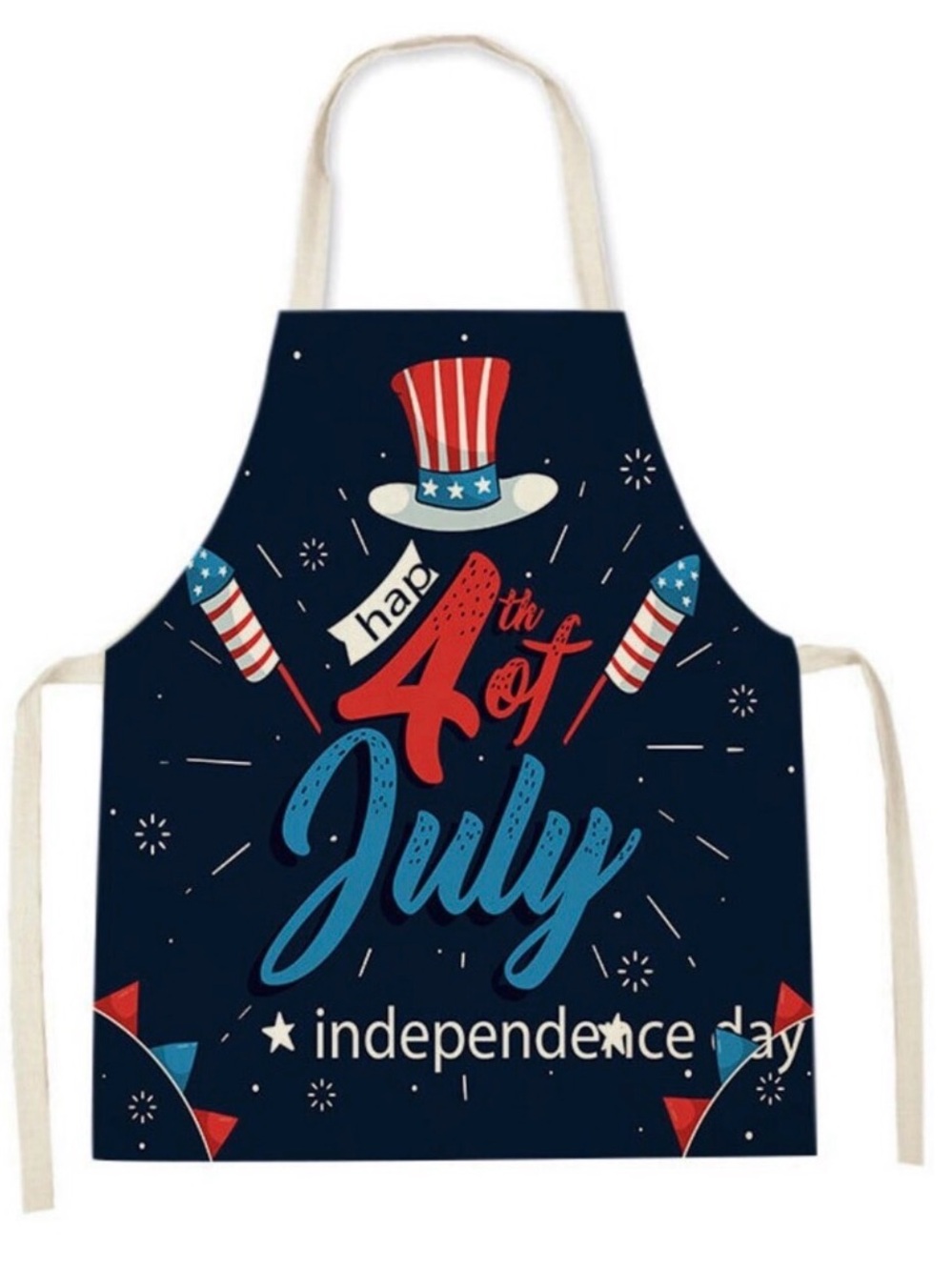 Patriotic USA Flag Linen Apron, BBQ Party Bib